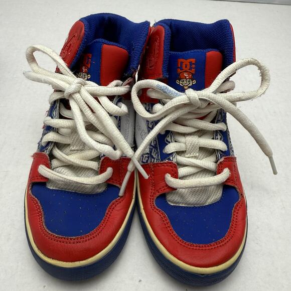 DC Shoes Wild Grinders High Top Size 2.5 Skateboard Red Blue Y2K Retro Kids - Picture 2 of 6